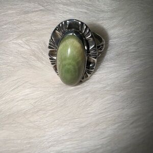 Elegant Sterling Silver and Green Stone Ring